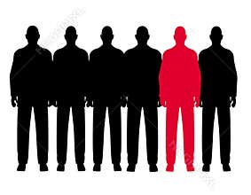 The Odd Man Out Row of Men