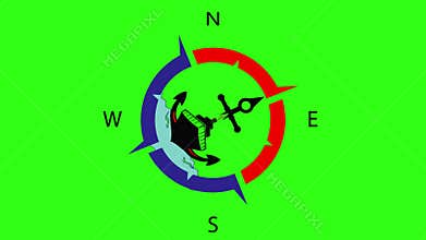 Nautical Compass Ship Anchor Green Screen Animation