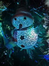 Blue Snowmanat Chrismast Tree