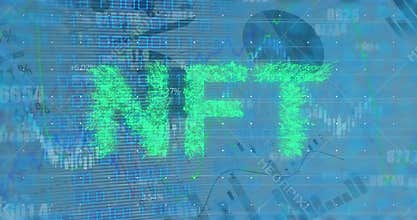 Animation of nft text and binary coding over statistics