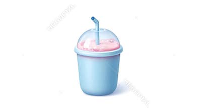 3D Refreshing Milkshake or Smoothie Cup with Straw