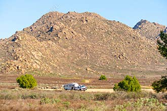 Truck and Trailer Parked at Lake Perris State Recreation Area