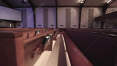 Church Pew Empty Wide Shot