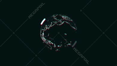 Abstract Earth Icon With Digital Glitch Effects