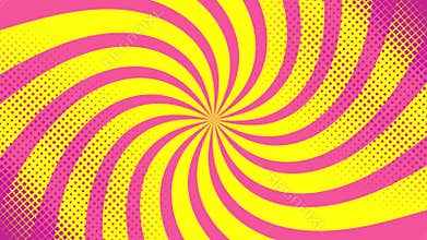 Background in pop art and comic style.