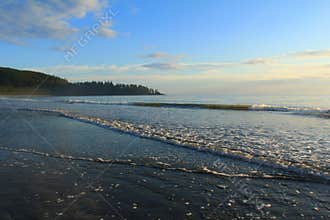 Ocean waves morning sunrise view from Haida Gwaii, BC, Canada. Hawaii of the North.
