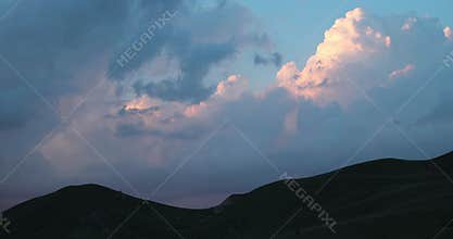 Abstract background from explosion of rainy pink clouds in skies