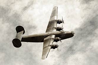 Old bomber in flight