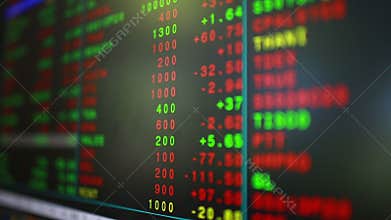 Stock exchange market business. Display of Stock market quotes on monitor.