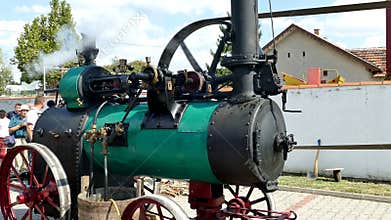 Agricultural steam engine in operation