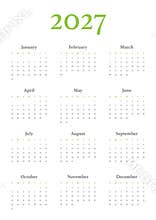 Annual calendar for 2027