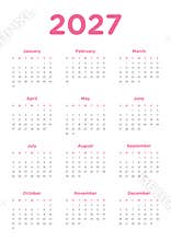 Annual calendar for 2027