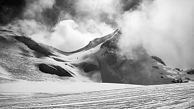 Backlight on the peaks of the Alps
