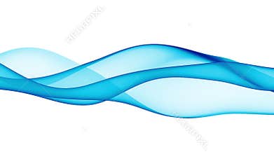 Abstract colorful wavy background in bright blue on white backdrop.