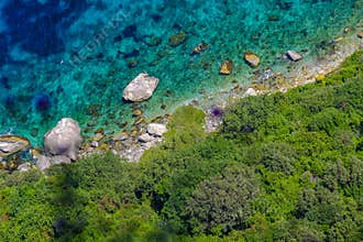 Picturesque coast of Capri island, top view