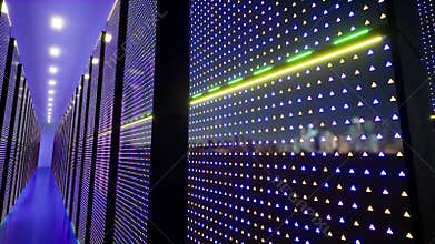 Data center. Blue information technology. Internet technology. Data secure. Network cyber technology. Cyber security