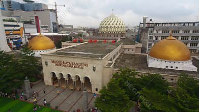 Aerial View of The Masjid Raya Bandung or Grand Mosque of Bandung in the month of Ramadan