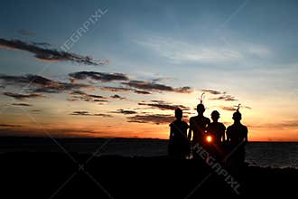Two Samburu couples at sunset