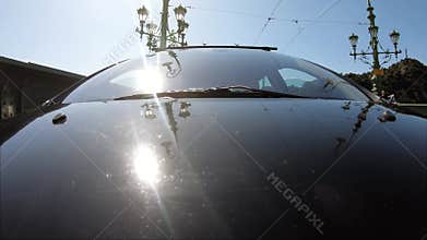 A reverse perspective of driving over the chain bridge