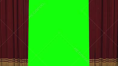 Theatre Curtain closing with green screen in the background