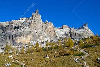 Dolomite Alps mountains alpine rocky peaks in autumn