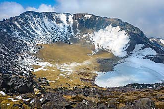 Hallasan mountain volcanic crater