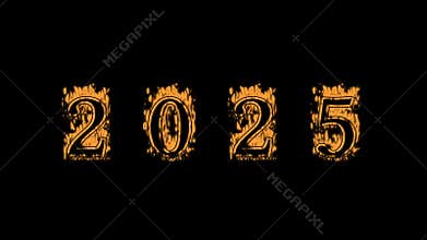 2025 fire text effect black background