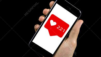 Video of smartphone with increasing number of likes