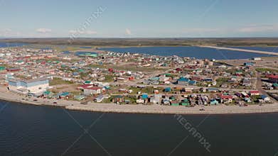 Aerial View Over the Northwest Arctic Borough of Kotzebue Alaska
