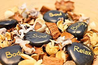 Massage lava stones. Concept for massage, relaxation and mental health