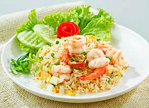 Shrimps fried rice, a Thai popular food