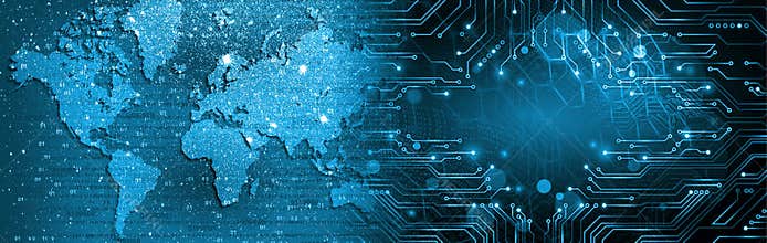 High speed. world map abstract technology background concept.Speed movement pattern and motion blur over dark blue background.