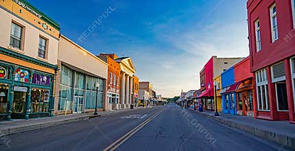 Bullard Street in downtown Silver City, New Mexico, looking north early on a summer morning