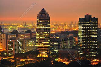 Sunset Cityscape at the west of Singapore