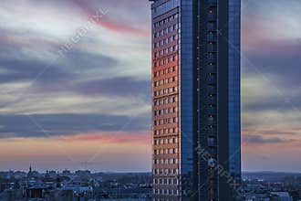 Sunrise view of the hotel building in the RIga city