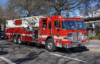 Portland Fire Truck 1 in downtown Portland, Oregon, near Saturday Market