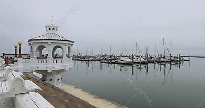 Corpus Christi city shore sailboat marina 4K