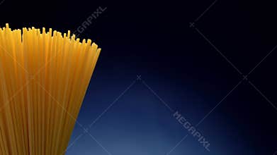Slow rotation of raw unprepared spaghetti pasta