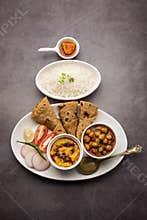 Indian Food Platter or Thali contains vegetarian recipes, a complete meal
