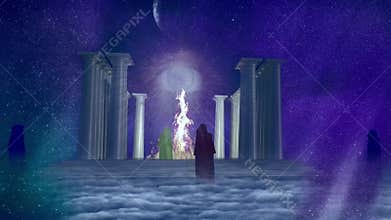 Ancient temple of fire and eye of God