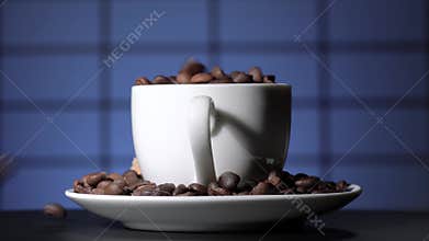 Coffee beans falling on the cap and plate