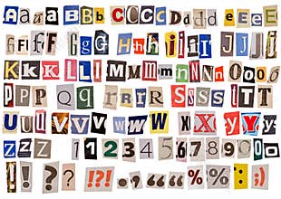 Newspaper alphabet isolated