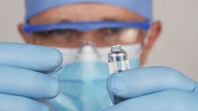 Solution for injection in the ampoule vial in close-up