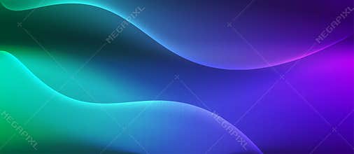 Vector Abstract Curves in Dark Purple, Blue and Green Gradient Background Banner