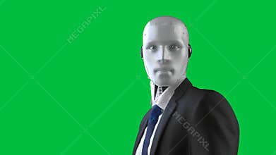 Robotic businessman wear suit