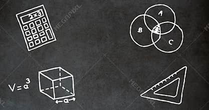 School concept icons against blackboard