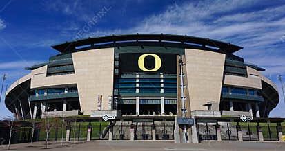 University of Oregon Autzen Stadium viewed from the South Plaza