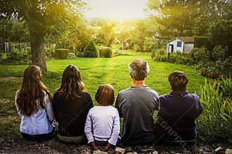 Family staycation travel in the garden