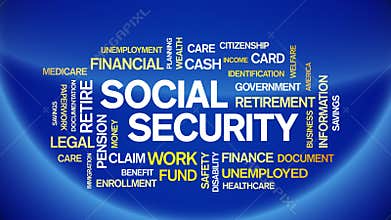 4k Social Security Animated Word Cloud,Text Design Animation Kinetic Typography.