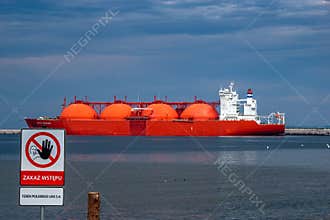Restricted area of the gas port in Swinoujscie, belonging to Polskie LNG S.A